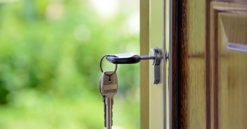 Home Security - Black Handled Key on Key Hole