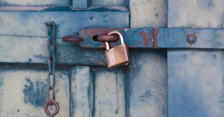 Safe - Gold Padlock Locking Door