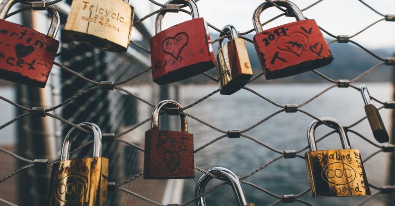 High-Security Locks - Red and Brown Padlock on Chain Link Fence